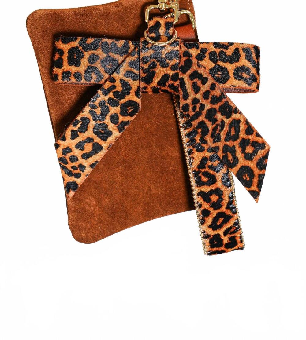 NEW MOST WANTED women's suede wristlet with bow & loop charms set - 3-piece in c